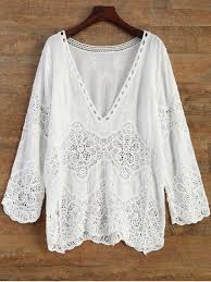 Crochet Plunge Beach Cover-Up Dress – White